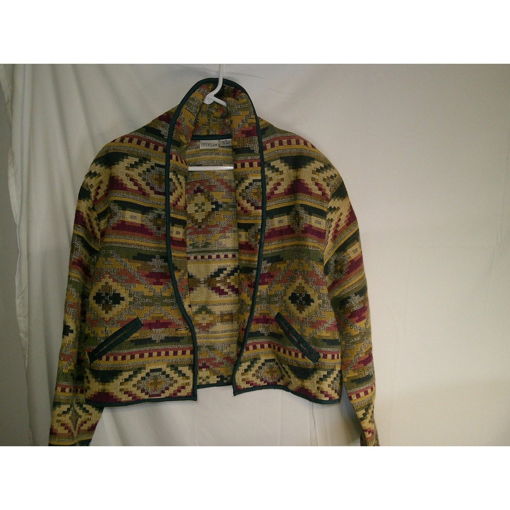 Vintage Carolina Colours Women's Tapestry Jacket Aztec Southwestern Print Size M